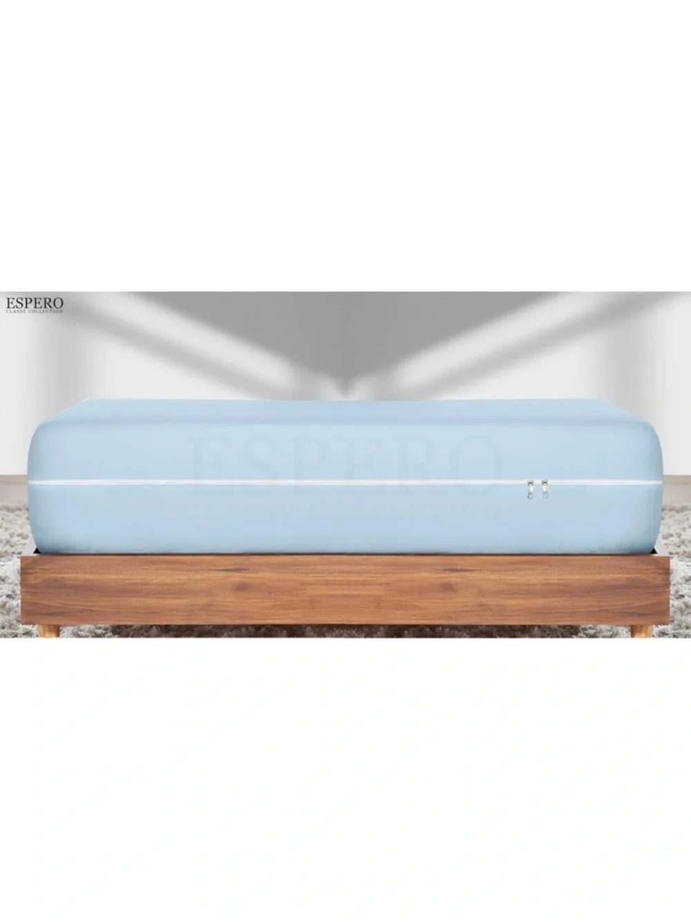 Zipper Fitted Sheet Queen Soft Blue Microfiber 8 inch Deep Pocket Zip Closure A3